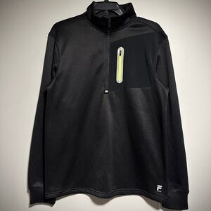 Fila Black Quarter-Zip Pullover with Neon Lime Chest Zip